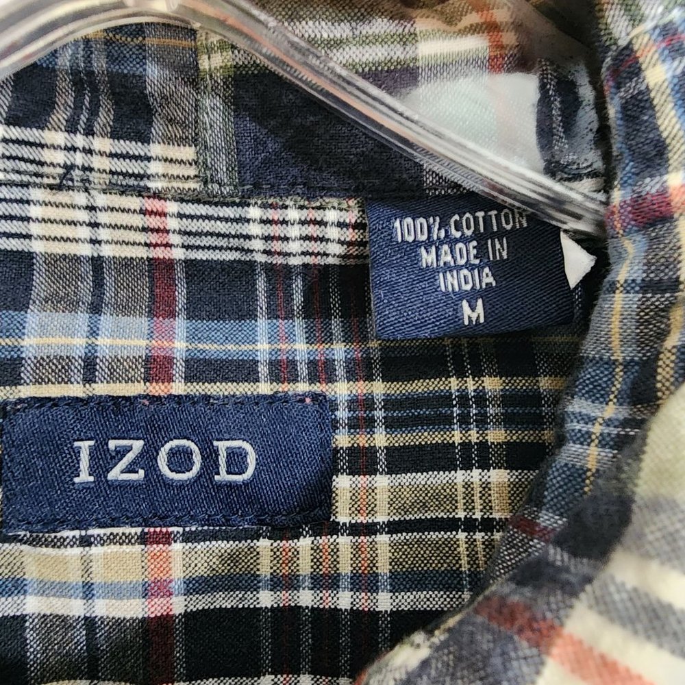 Izod Patchwork Short Sleeve Button Down Shirt Men… - image 2